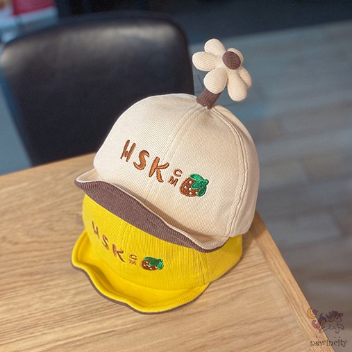 Mũ Lưỡi Trai Thêu Chữ Cho Bé Gắn Hoa