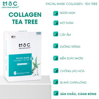 Mặt nạ cấp ẩm tràm trà Facial Mask Collagen Tea Tree Mộc Love Skin White 1 miếng