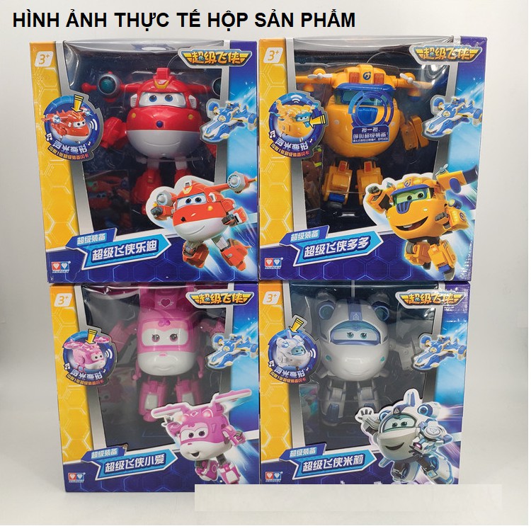 Đồ chơi super wings Jett siêu cấp robot biên hình cỡ có đèn và âm thanh đồ chơi đội bay siêu đẳng cho trẻ em