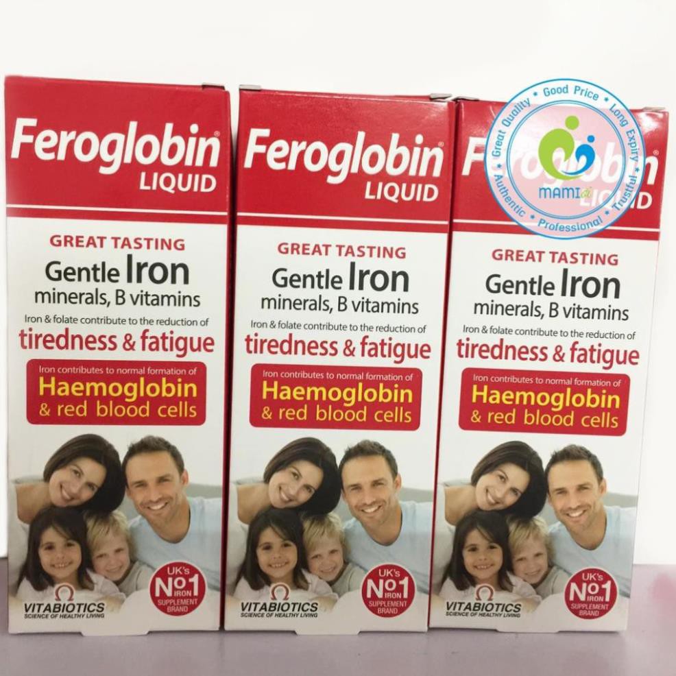 Sirô sắt  tạo hồng cầu ngừa thiếu máu cho trẻ từ 3 tuổi trở lên và người lớn Vitabiotics Feroglobin Liquid, UK