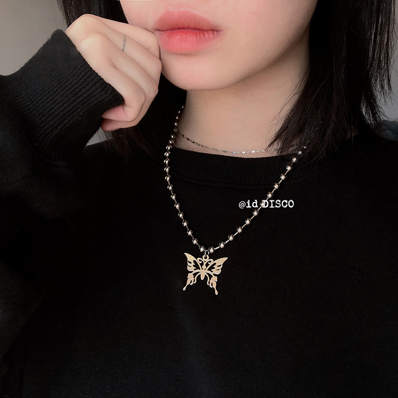 Vòng cổ choker mặt bướm rỗng cổ điển phong cách hip hop Hàn Quốc cho nữ