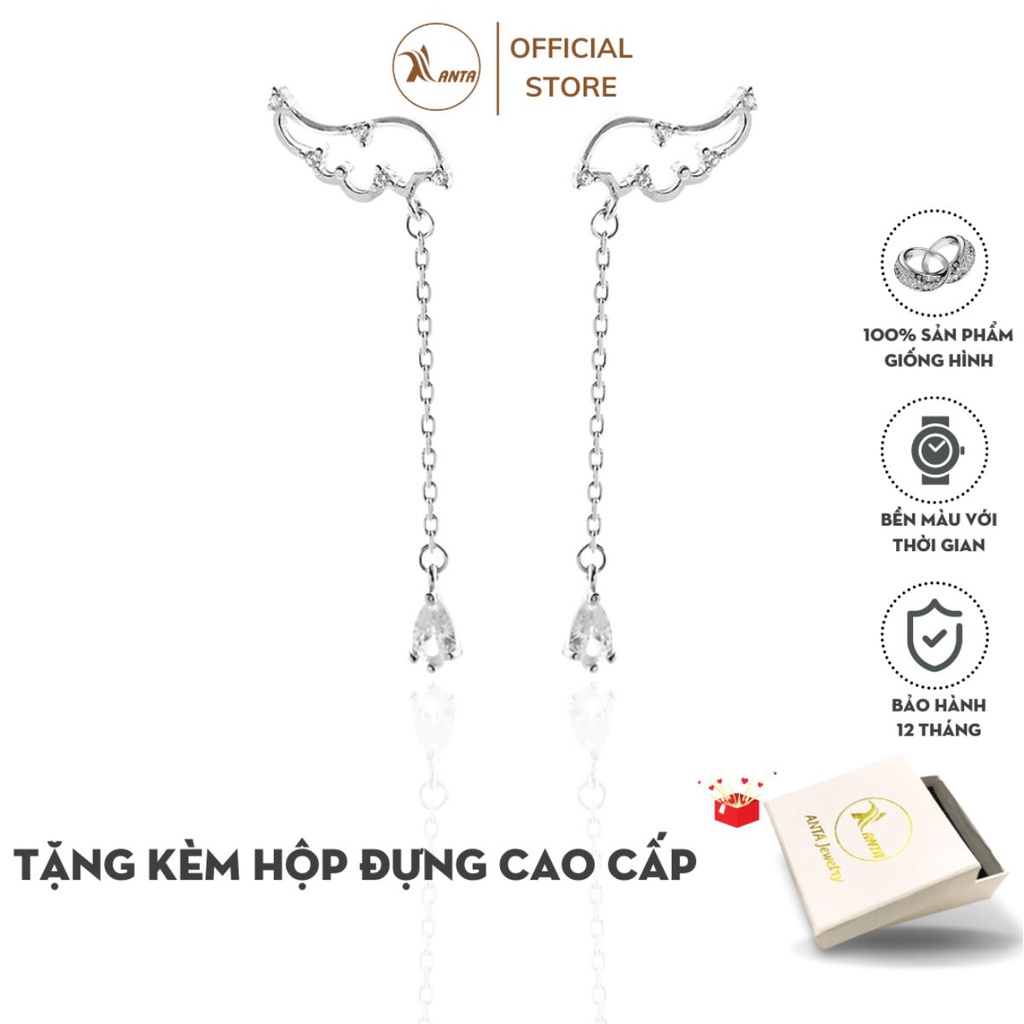 Bông tai bạc 925 pha lê gắn hình đôi cánh thời trang cho nữ ANTA Jewelry - ATJ3439