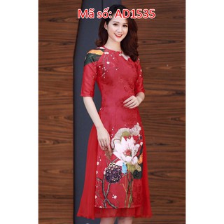 ⚡️ có big size 3XL ⚡️ AD1535 ÁO DÀI CÁCH TÂN GẤM HỌA TIẾT HOA TAY LỠ KÈM VÁY