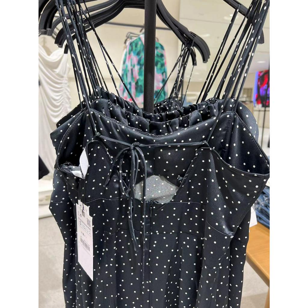 Váy hai dây đen chấm bi ZR