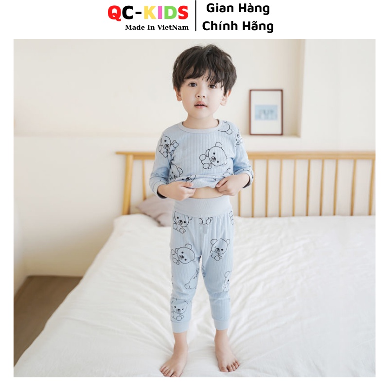 Quần áo trẻ em thu đông 8 đến 18kg, quần áo bé trai, bé gái chất len tăm hình gấu QC-KIDS