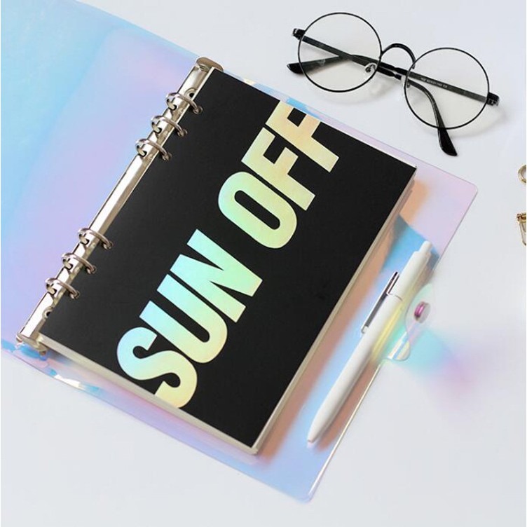 Bìa sổ còng hologram PVC phụ kiện sổ còng sổ Planner bullet journal Decorme