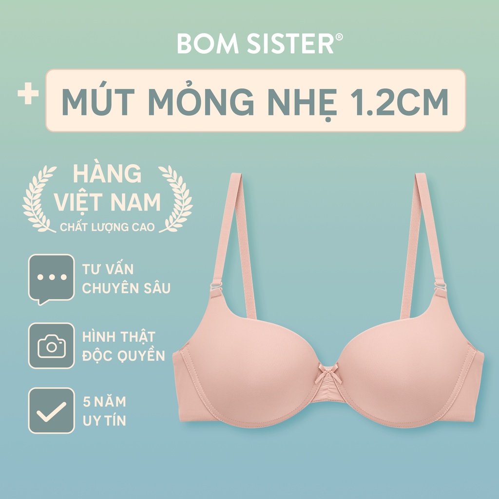 Áo lót mút mỏng thun lạnh không gọng màu trơn đính nơ BOM SISTER MU1007