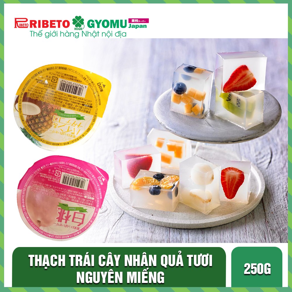 (Đủ vị) Thạch trái cây nhân quả tươi nguyên miếng KOBE BUSSAN 250g- hàng nội địa Nhật Bản