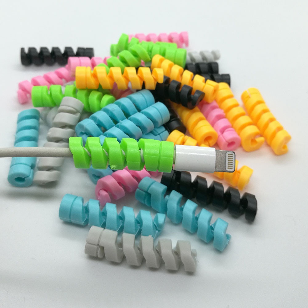Dây quấn nút lò xo silicon quấn kẹp bảo vệ 2 đầu dây chống gãy đứt cáp sạc tai nghe trơn hoạt hình dễ thương