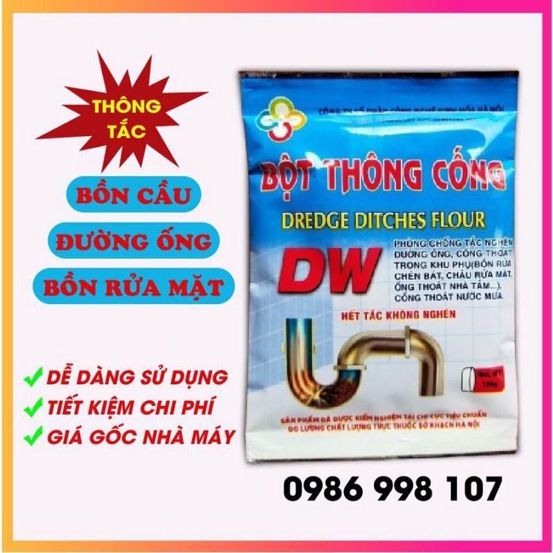 Bột Thông Tắc Cống Cực Mạnh, Thông Tắc Bồn Cầu, Đường Ống, Bồn Rửa Mặt, Giá Gốc Nhà Máy