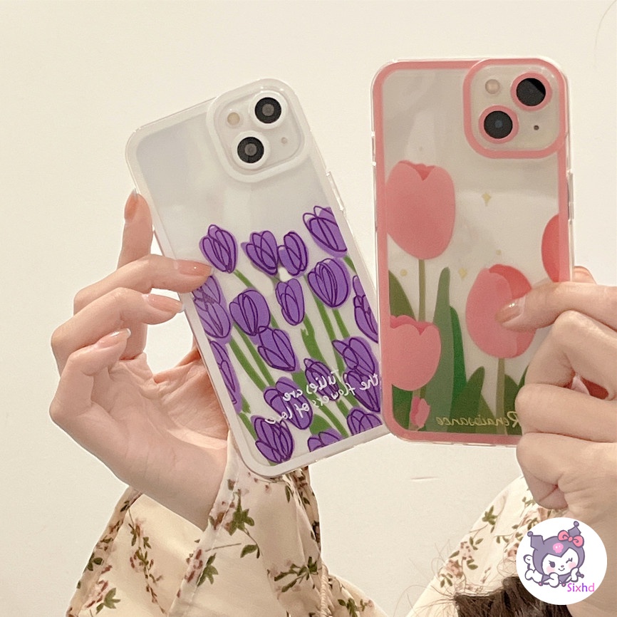 Ốp điện thoại dẻo hình hoa tulip cho OPPO A96 A76 A95 A93 A74 A54 A16 A15