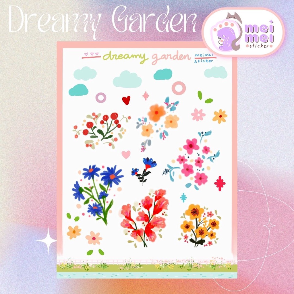 Meimei Sticker - Set sticker Dreamy Garden hoa lá xinh xắn trang trí sổ