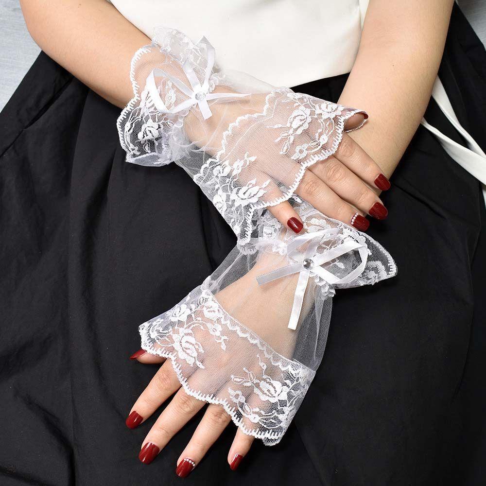 Qqmall Găng Tay Lolita Thắt Nơ Cổ Tay Hóa Trang Ngọt Ngào Cho Nữ