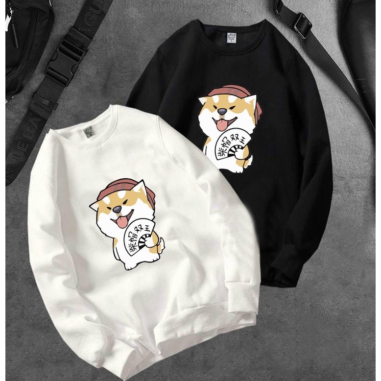 Áo nỉ bông basic unisex fullsize M-XL in pét cún xòe quạt áo sweater nam bigsize
