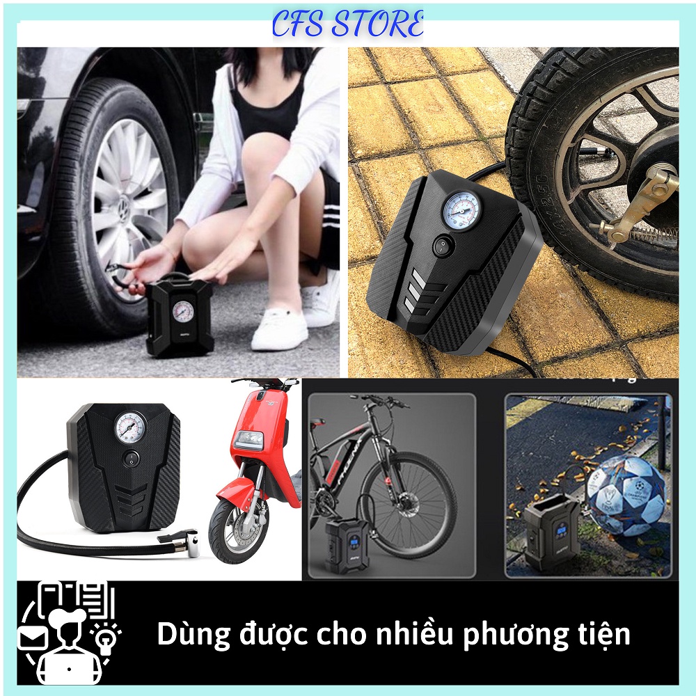 Bơm lốp ô tô, xe hơi mini dùng điện 12V chế độ tự động