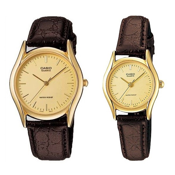 Đồng hồ đôi nam nữ dây da Casio Anh Khuê MTP/LTP 1094Q-9A