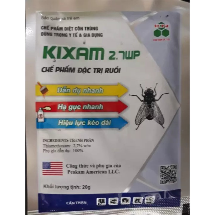 Combo 02 gói diệt ruồi Kixam 10WP 20gr dành cho trại heo, trại gà, nhà hàng và các quán ăn