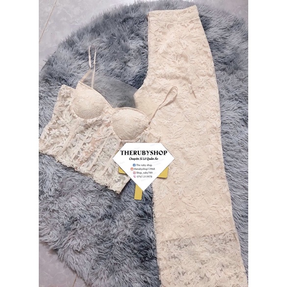 Sét ren 2 dây kèm quần suông