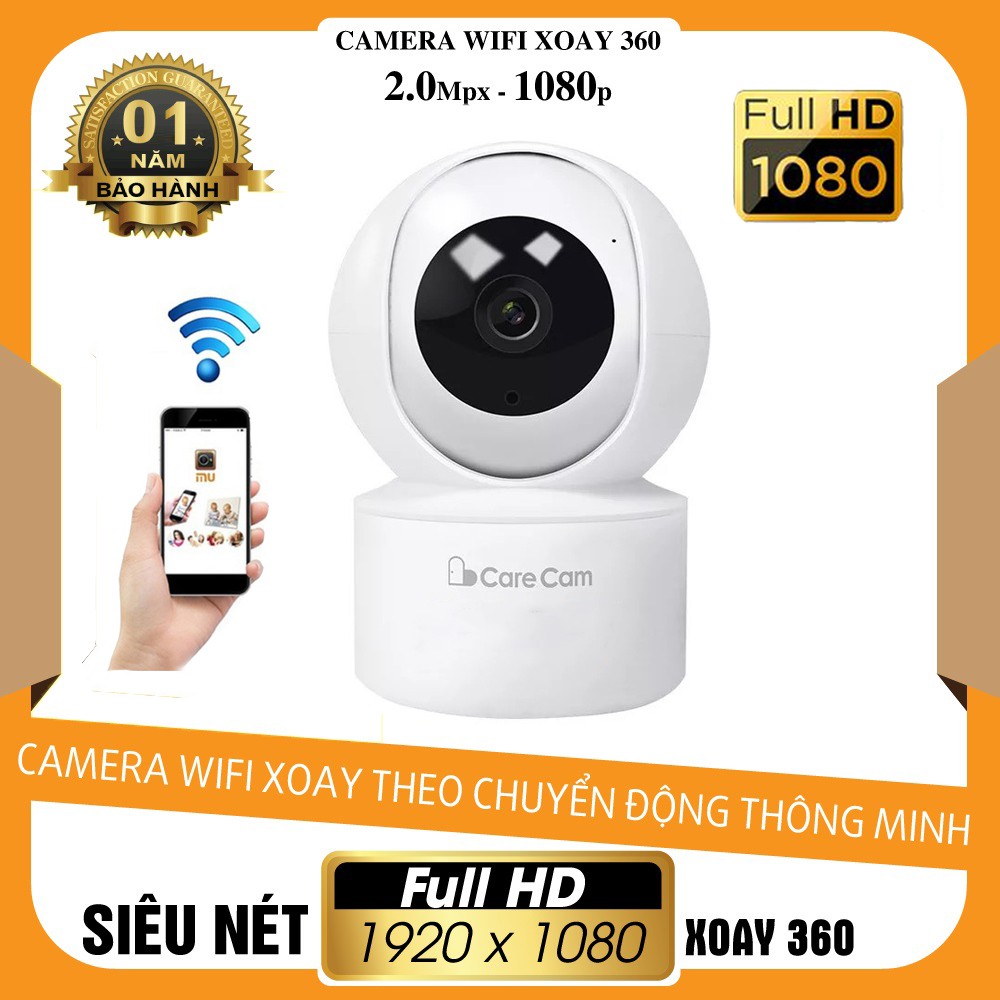 Camera wifi trong nhà Care Cam -Full HD1080-2.0Mpx xoay 360 độ, có hồng ngoại quay đêm | BigBuy360 - bigbuy360.vn