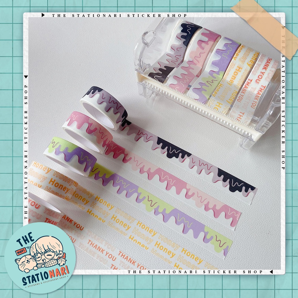 Cuộn Washi Tape Màu Pastel Họa Tiết Tan Chảy Trang Trí Sổ