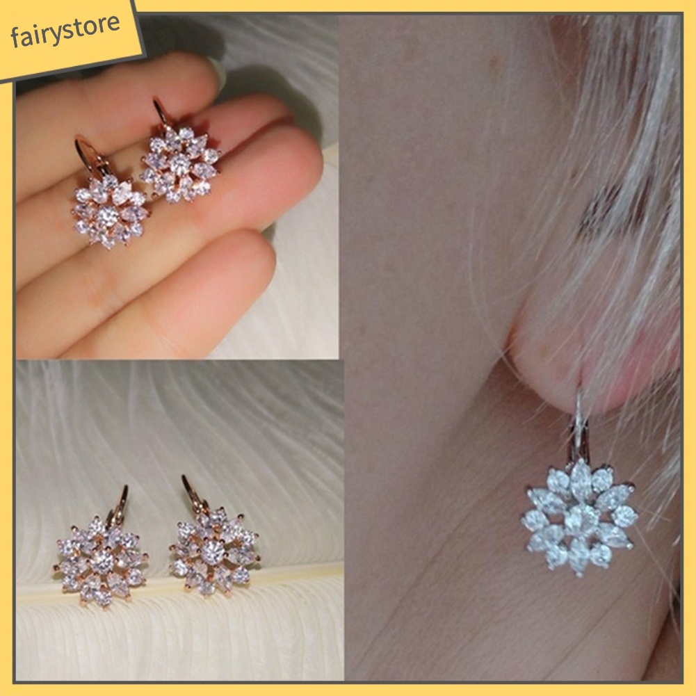 Bông Tai Nữ Đính Đá Zircon Hình Hoa Hướng Dương