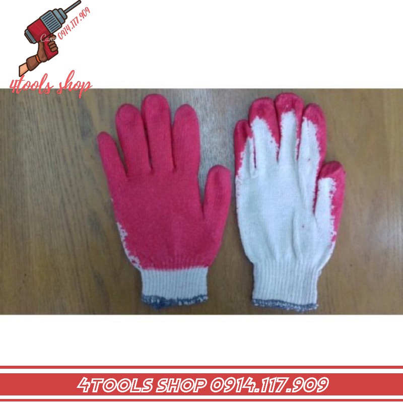 Găng tay sợi phủ cao su đỏ (1 đôi)
