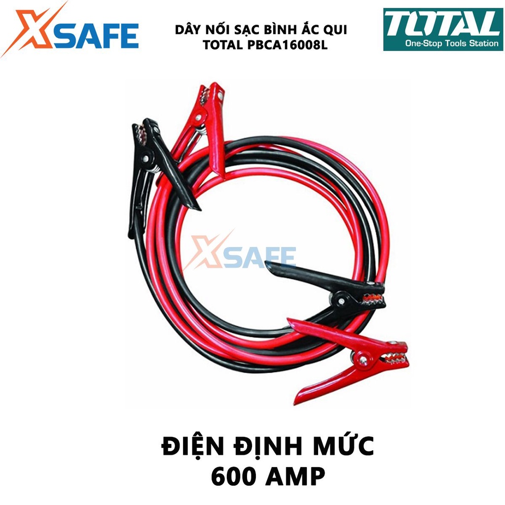 Dây cáp sạc bình ắc quy TOTAL PBCA16008L Dòng điện định mức 600AMP Kích thước kẹp 18x11cm - Chính hãng