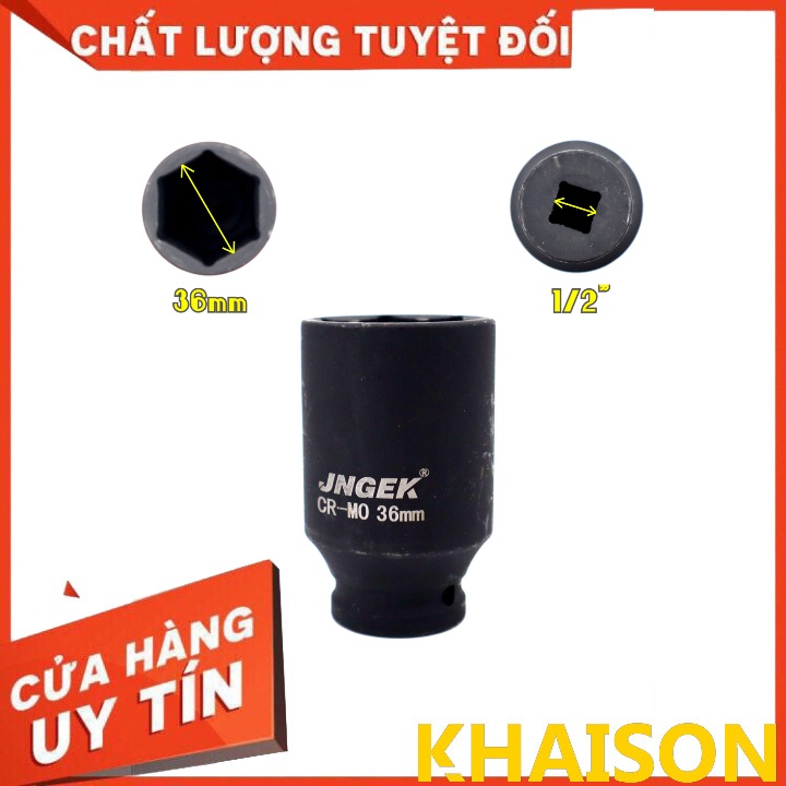 Đầu khẩu, đầu tuýp mở ốc size lớn 36mm dài 78mm dùng cho đầu bulong 1/2