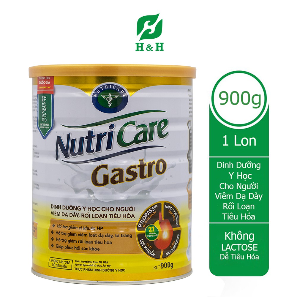 Sữa Bột Nutricare Gastro dinh dưỡng cho người viêm, bảo vệ dạ dày, rối loạn tiêu hóa - 900g/ 400g