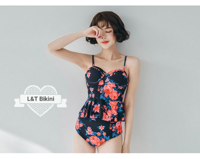 Tankini 2 mảnh hoa hồng