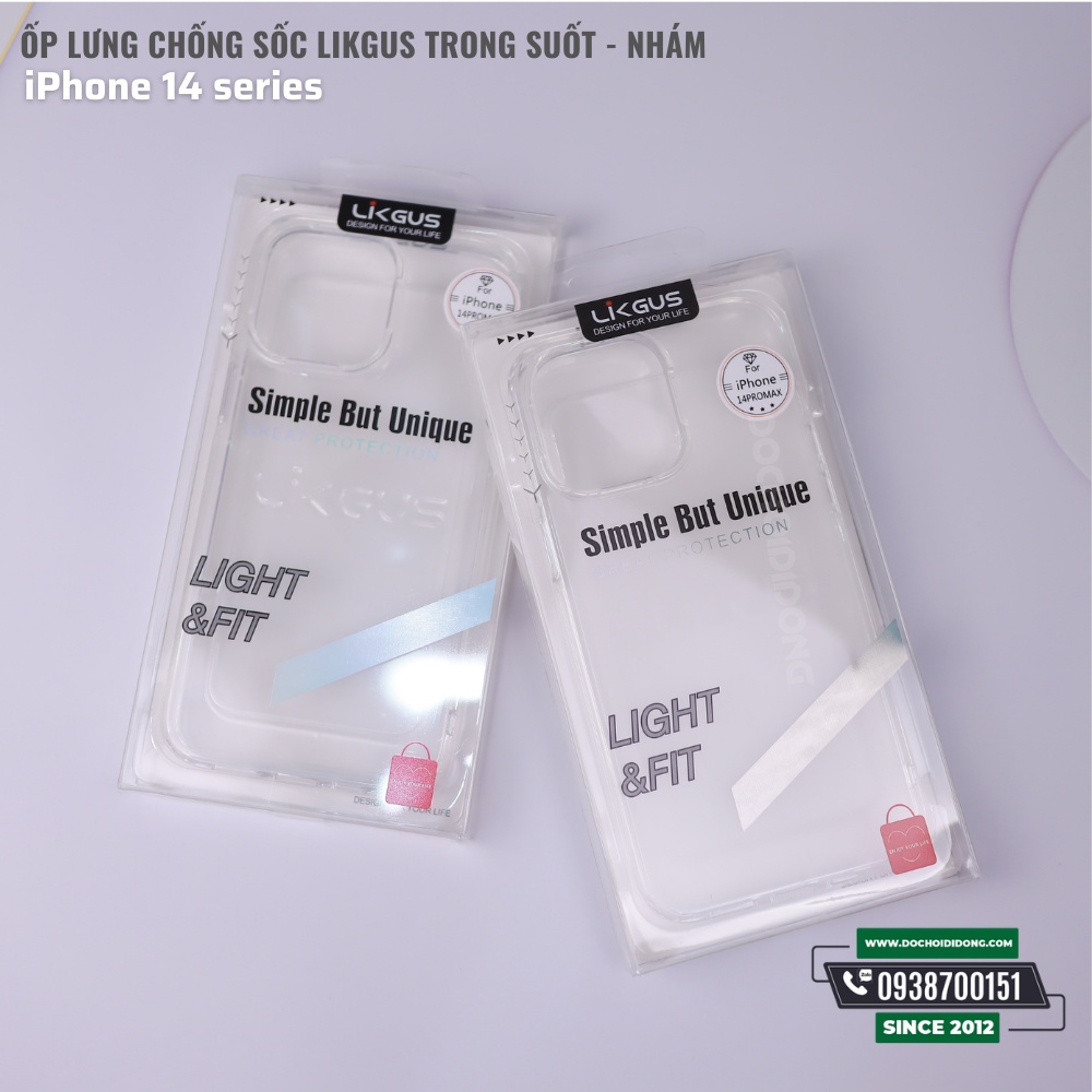 Ốp lưng chống sốc cho iPhone 14 - 14 Plus - 14 Pro - 14 Pro Max LIKGUS trong suốt/ trong nhám