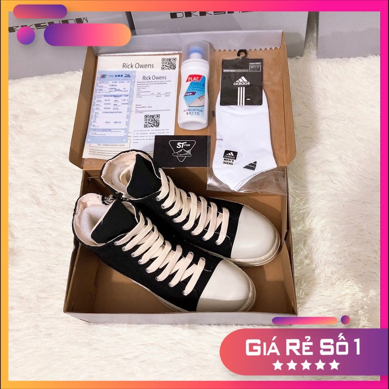 [Thanh Lý Xả Kho] Giày Rick Owens Cổ Cao Đế vani thơm phức Tặng Hộp Bill Tất Lọ Vệ sinh Giầy