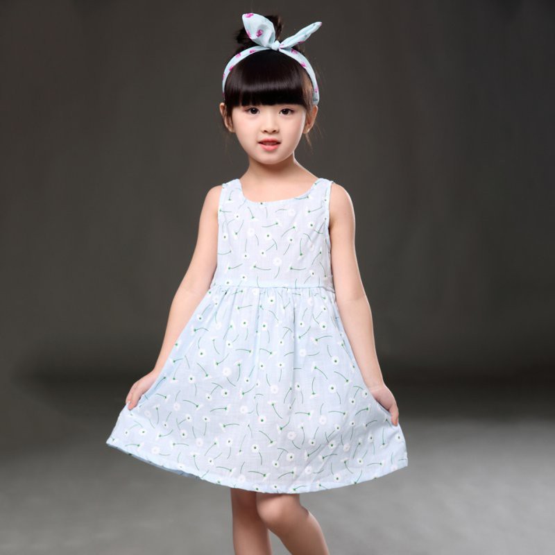 HOT SALESĐầm xòe không tay phối họa tiết xinh xắn dành cho bé gái