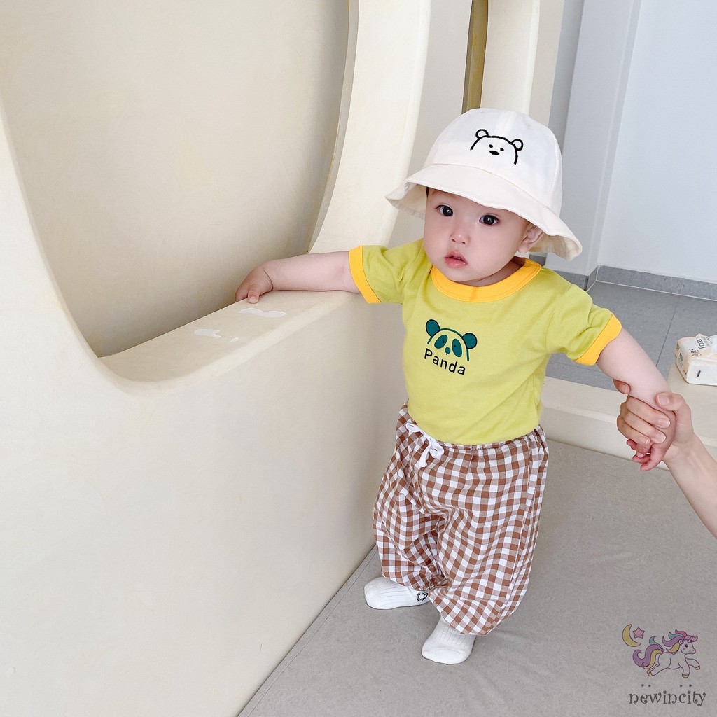 Quần dài chống muỗi họa tiết sọc caro phong cách Hàn Quốc cho bé