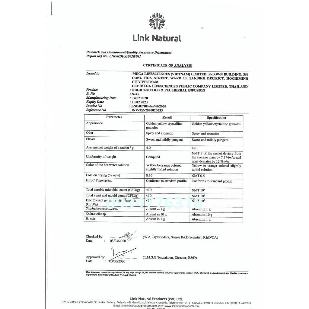 ✅ Trà Eugica Cold &amp; Flu Herbal Infusion