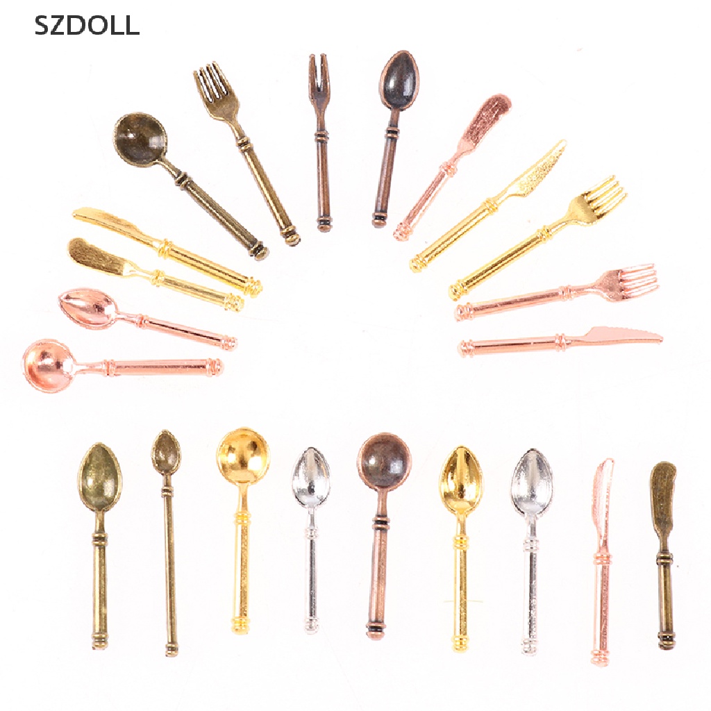 Bộ 9 mô hình dụng cụ ăn phong cách vintage trang trí nhà búp bê cho trẻ em vui chơi