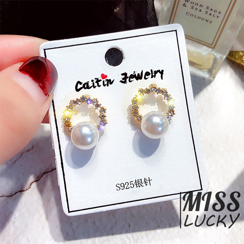 Khuyên tai nữ kiểu dáng hình học thời trang phong cách Hàn Quốc