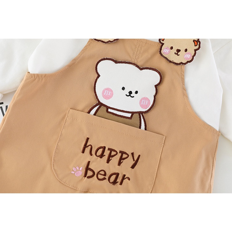 body dài tay kiểu yếm họa tiết động vật dễ thương cho bé