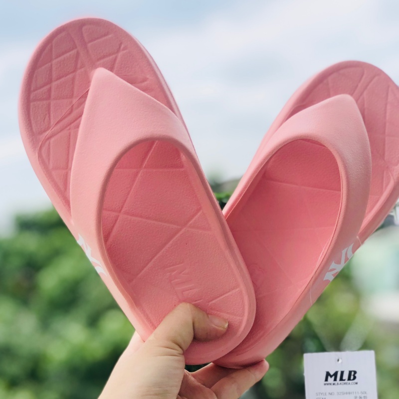 Dép unisex 𝐌𝐋𝐁 ❤️FREESHIP + Hộp❤️ dép kẹp mlb ny bóng chày thể thao nam nữ in NY chất xịn kèm tag mác, đế cao, hồng