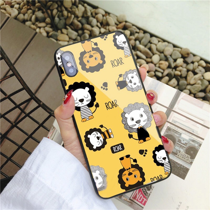 Ốp lưng iphone kính cường lực Lion cho iphone 13 12 pro max mini 11 14 pro max plus x r xs max 7 8 plus 6 s plus se 2020