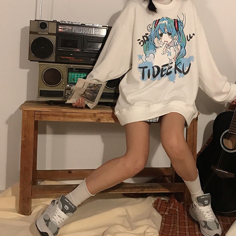 Áo Sweater Dáng Rộng Cổ Tròn In Hình Hatsune Miku Phong Cách Hàn Quốc Thời Trang Mùa Thu Mới Cho Nữ 2021 | BigBuy360 - bigbuy360.vn