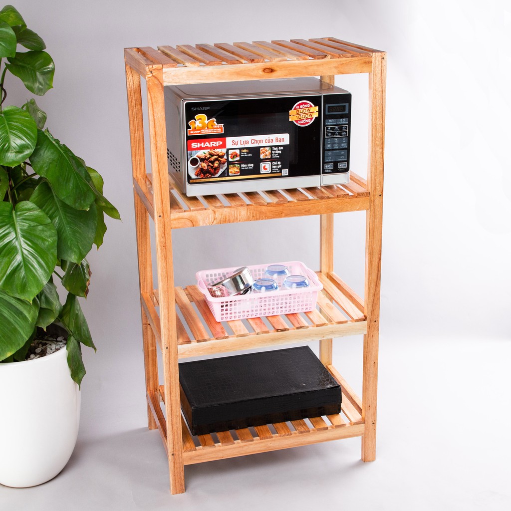Kệ để lò vi sóng 4 tầng dài 60 cm x 114 cm gỗ tự nhiên | BigBuy360 - bigbuy360.vn