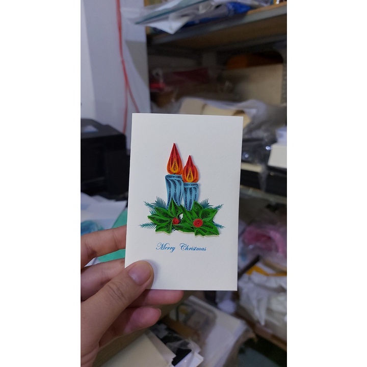 Thiệp Quilling giấy xoắn Handmade, NOEL kích thước 8cmx12cm