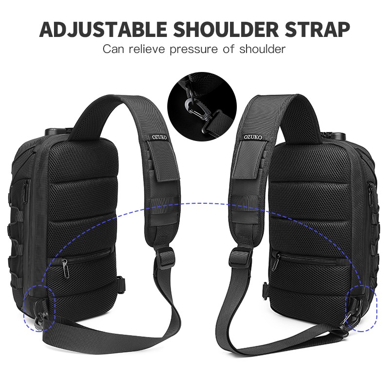 Túi đeo chéo Ozuko chống trộm có cổng sạc USB tiện lợi