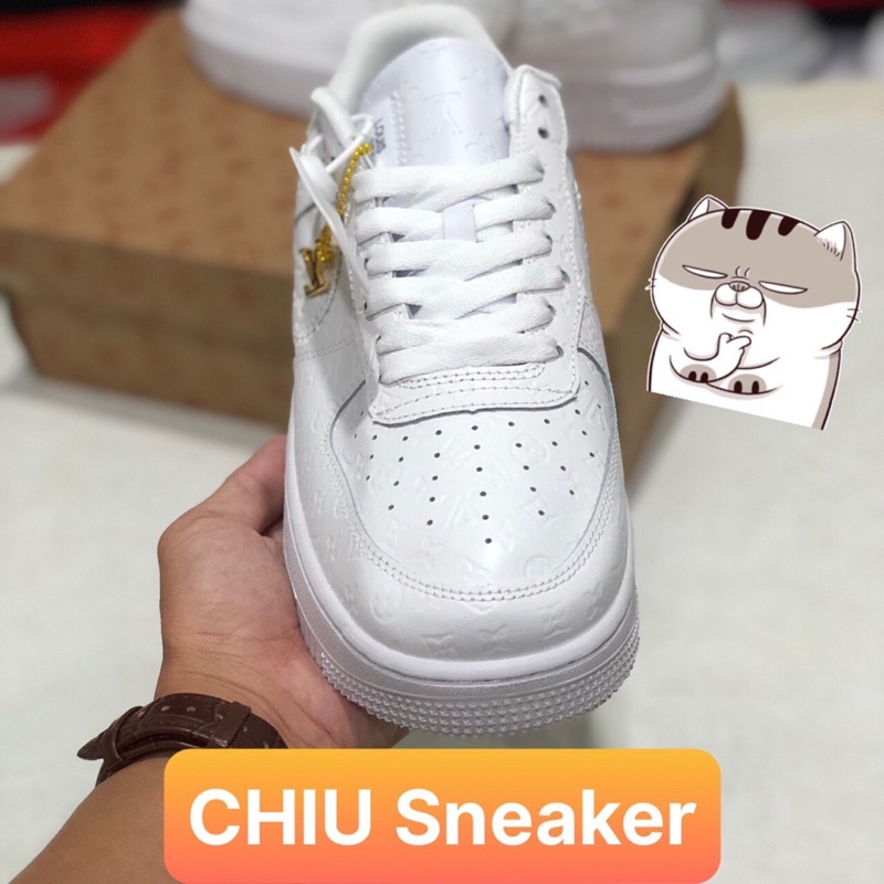 Giày thể thao nam nữ tăng chiều cao air force 1 Full trắng LV phiên bản cao cấp giày Sneaker Af1 trắng
