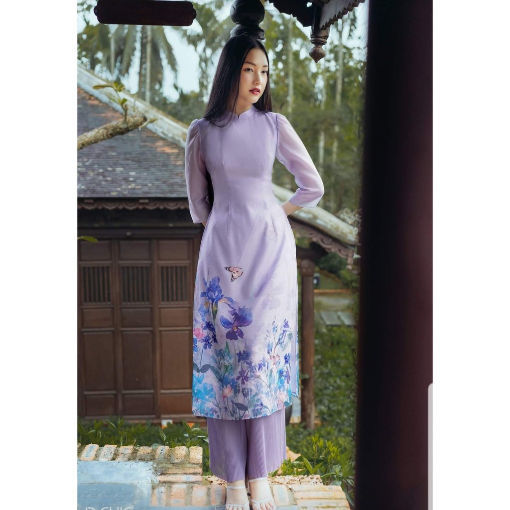 Áo dài voan 🎀FREESHIP🎀Áo dài phối hoa nổi bật ao dai cach tan | BigBuy360 - bigbuy360.vn