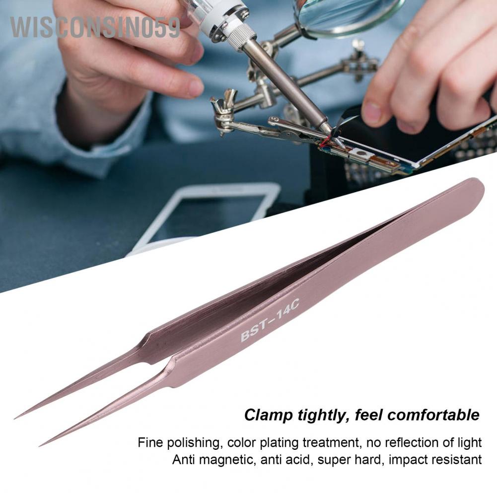 Wisconsin059 Stainless Tweezers Colored Point Head Wear Acid Resistant Industrial For PCB Semiconductors laboratory