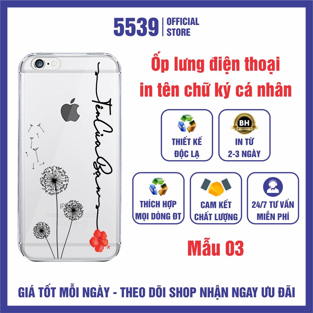 Ốp lưng in tên chữ ký theo yêu cầu thích hợp mọi dòng điện thoại vui lòng chat với shop trước khi đặt hàng - Shop 5539