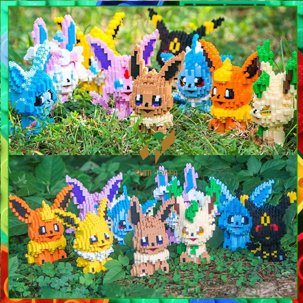 Lego pokemon 3d- Mô hình pokemon Eevee và các hệ tiến hóa Glaceon, Leafeon, Umbreon, Espeon, Jolteon, Vaporeon, Sylveon