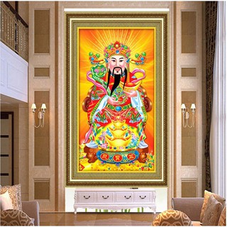 Tranh Đính Đá Thần Tài 65x100cm, chưa đính